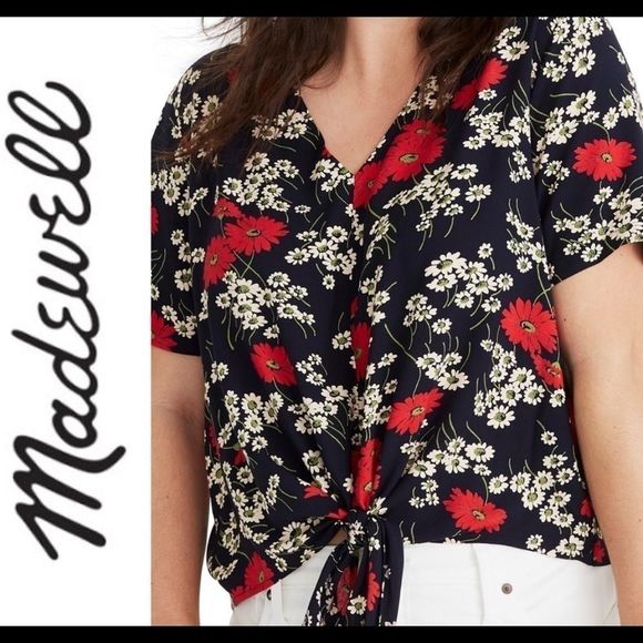Madewell Tops - EUC Madewell Floral Hillside Daisies Crop Shirt